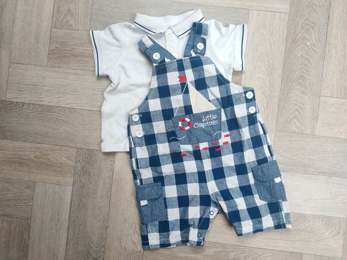 Ensemble été bébé garçon 18 mois salopette et polo - photo numéro 1