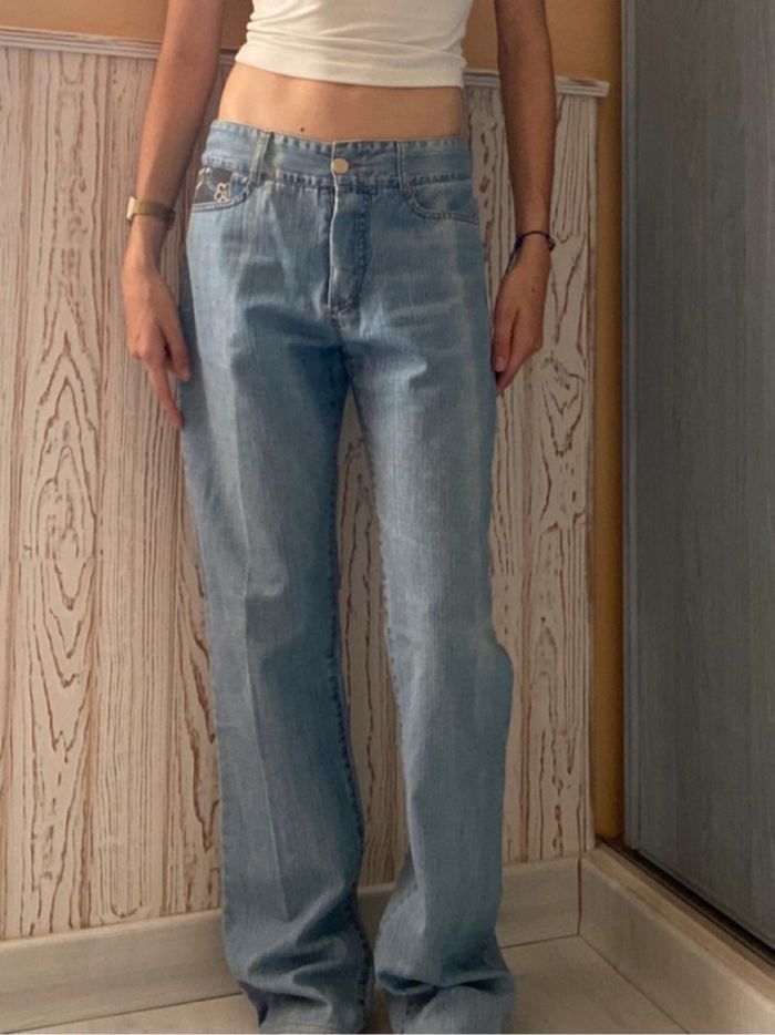 Jean bleu large vintage brodé cacharel