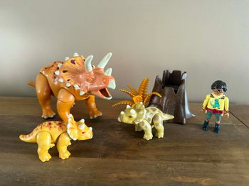 Lot Playmobil dinosaures famille de Tricératops 