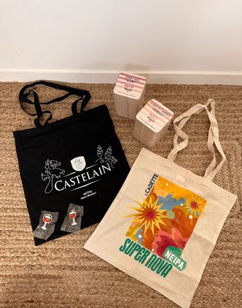 Lot de goodies castelain la cadette Bush Kasteel bière brasserie sac tote bag coton sous verre cabas