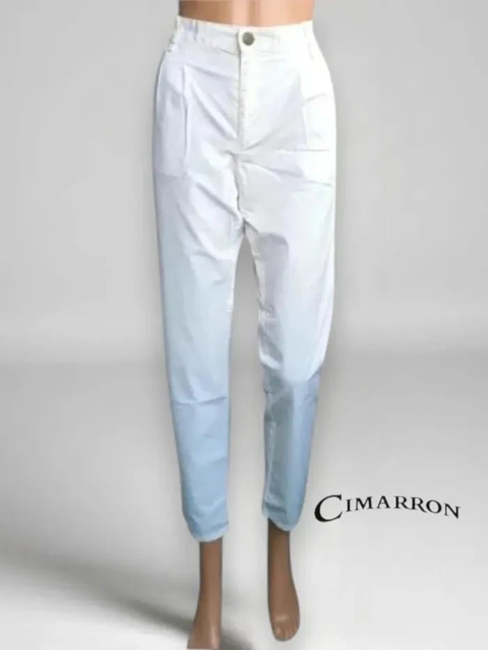 Pantalon blanc à pince coupe slim ,taille haute,extensible,marque Cimarron