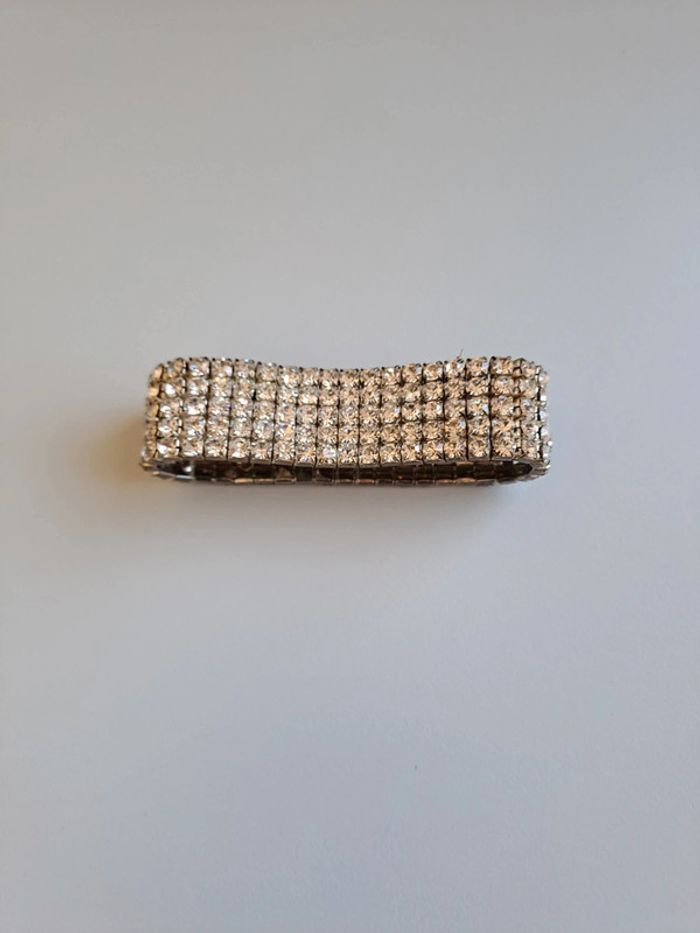 Bracelet large élastique strass et métal - photo numéro 2