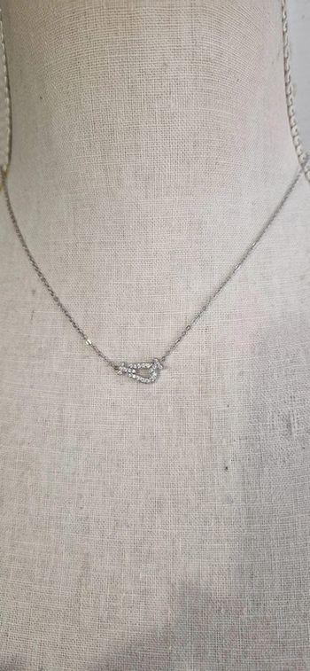 Collier réglable câble force cristaux blancs  acier inoxydable argent