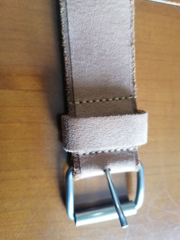 Ceinture Lascoste croûte de cuir marron clair - photo numéro 2
