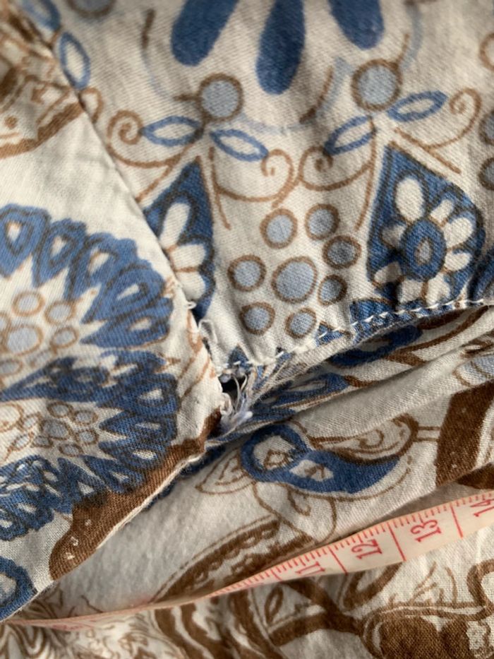 Robe tunique fleurs marrons bleu crème L - photo numéro 11
