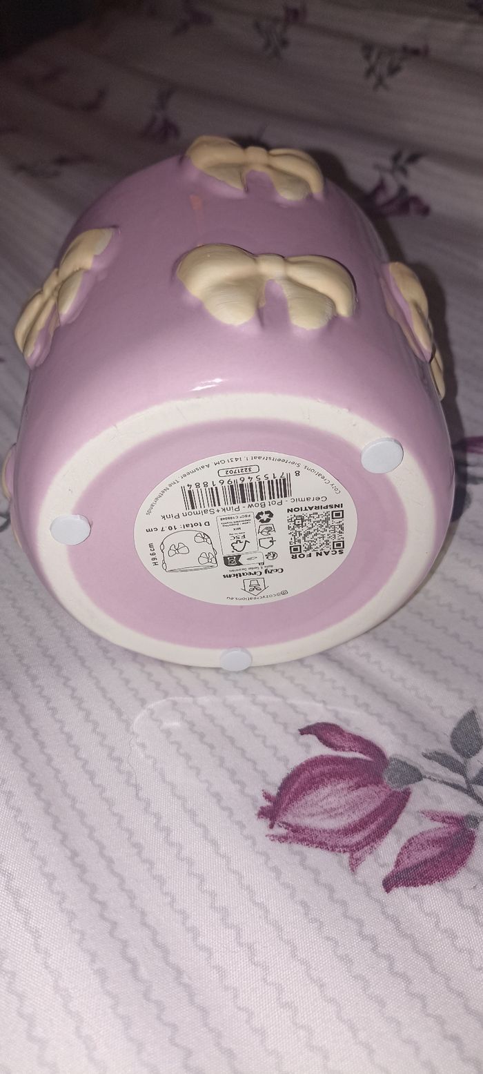 Magnifique pot de fleur mignon noeud kawaii rose - photo numéro 4