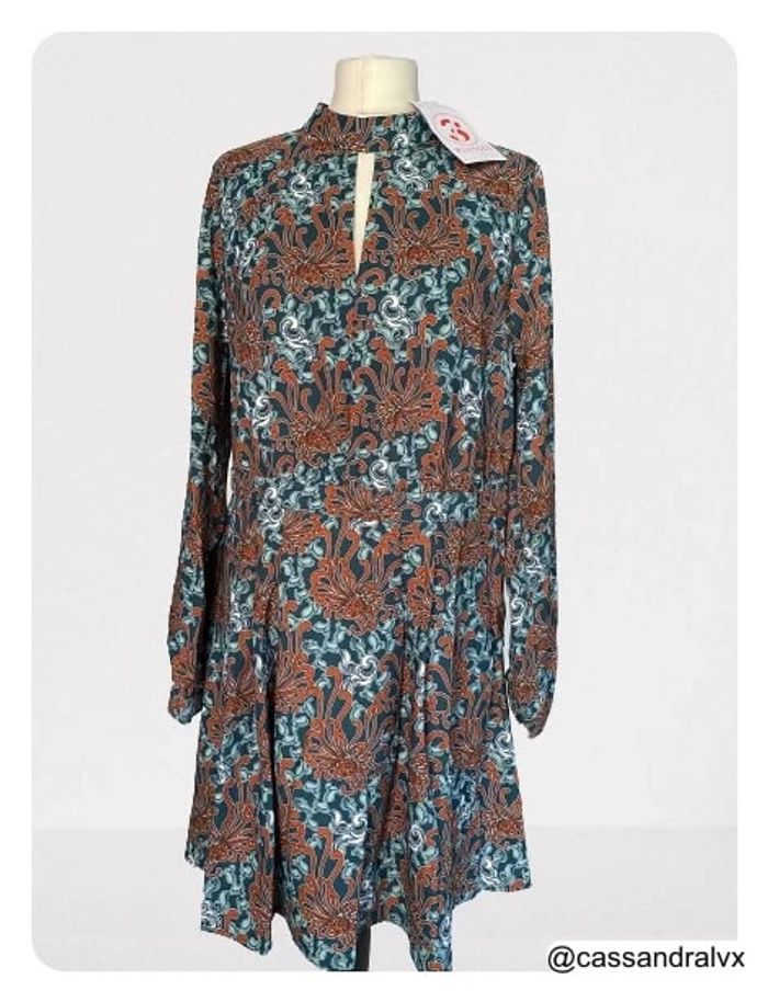 Robe longue fleuri marron et bleue - 3 suisses