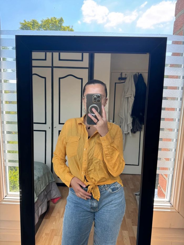 Chemise noeud moutarde