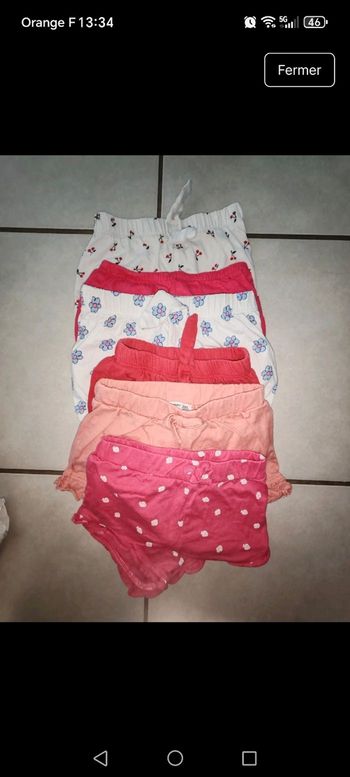 Lot short fille 12 mois