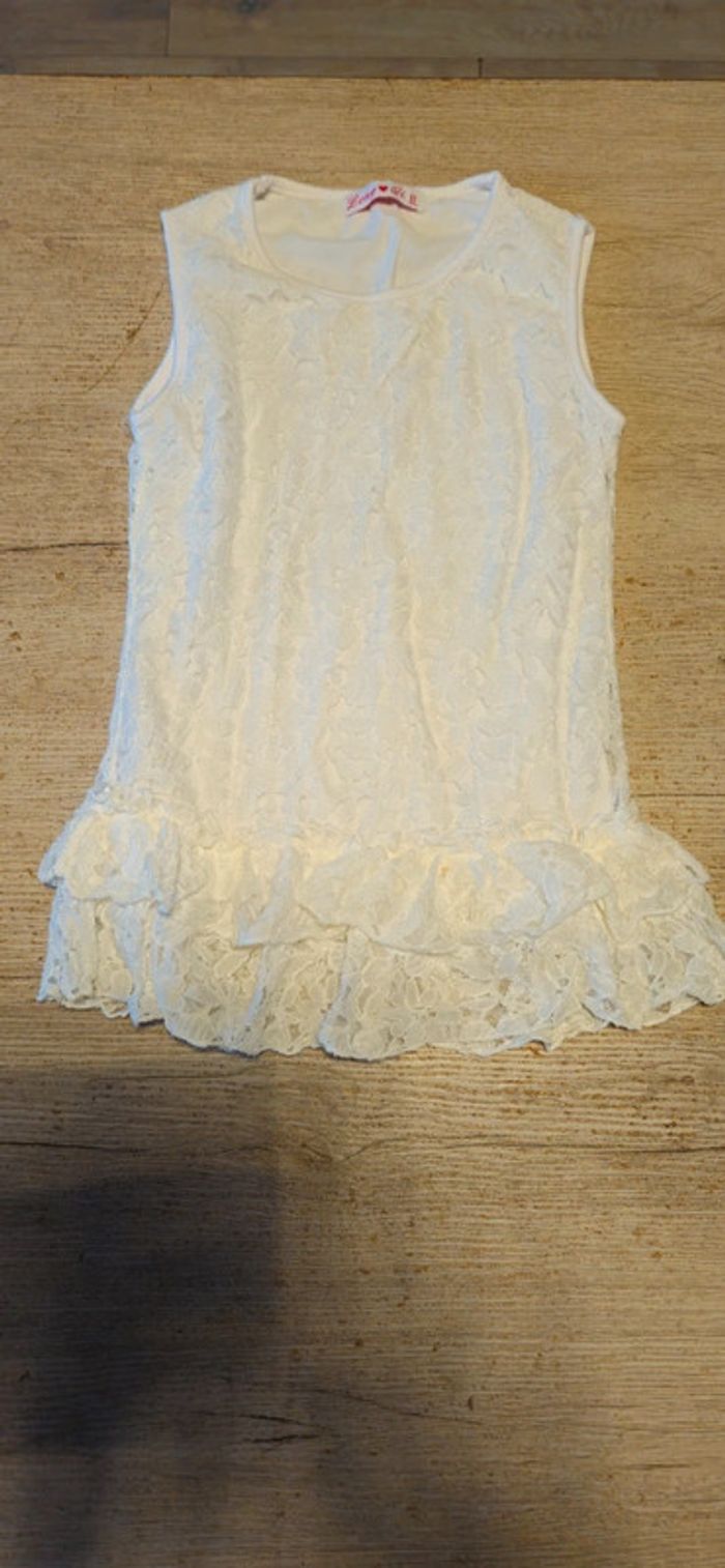 Tunique longue brodée, beige, Long Qi, neuve, 8 ans - photo numéro 3