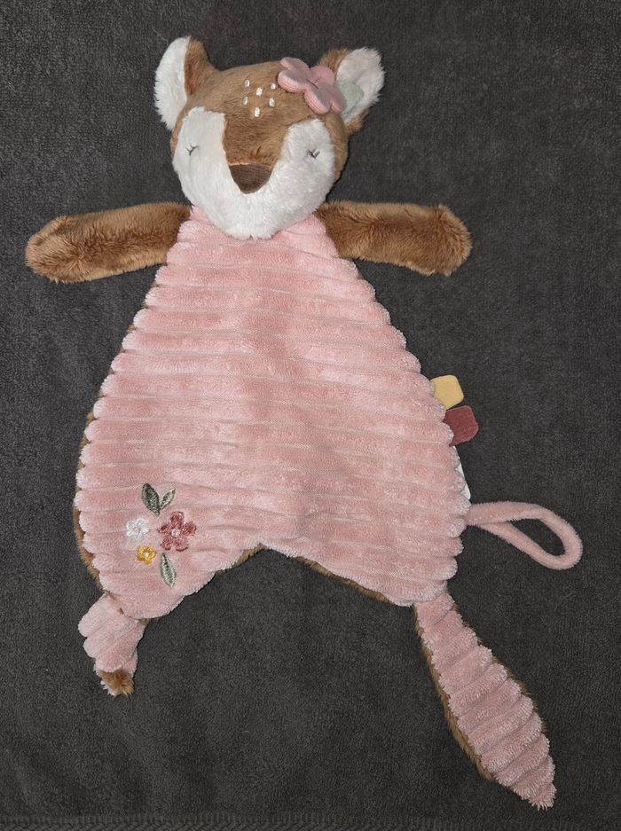 Doudou plat Faon Fairy garden - Rose et marron - Little Dutch