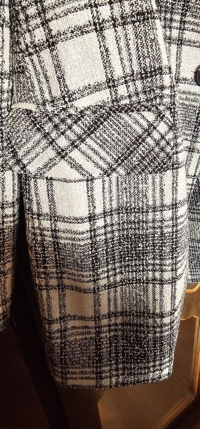 Veste blazer mi saison à carreaux gris et blanc - photo numéro 5