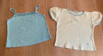 Duo de tee-shirt et débardeur Jacadi taille 6 ans vert et turquoise