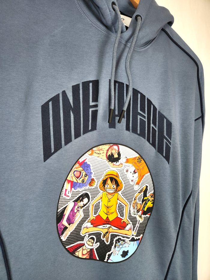 Sweat à Capuche One Piece x Celio, bleu gris, taille S (Grand) - photo numéro 2