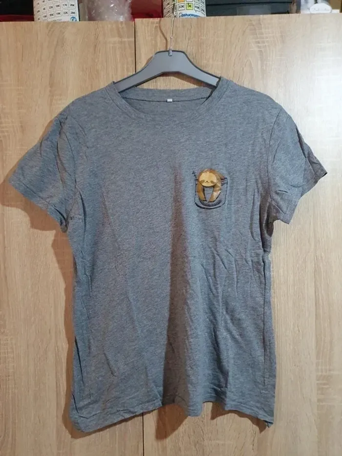t shirt gris paresseux - taille M
