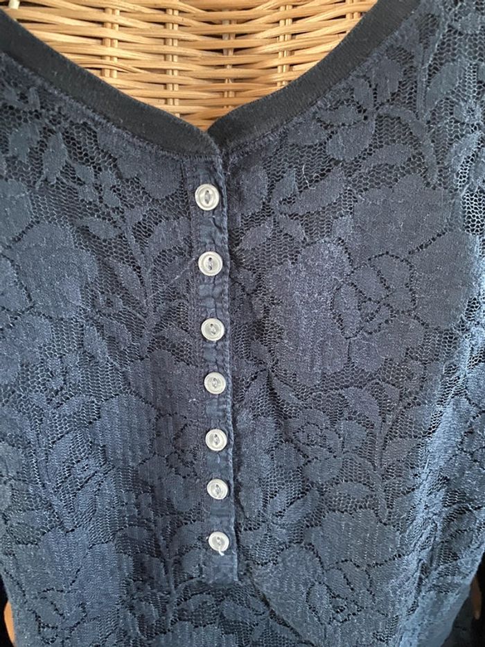 Tee shirt manches longues Abercrombie & Fitch marine à dentelle taille XS - photo numéro 4