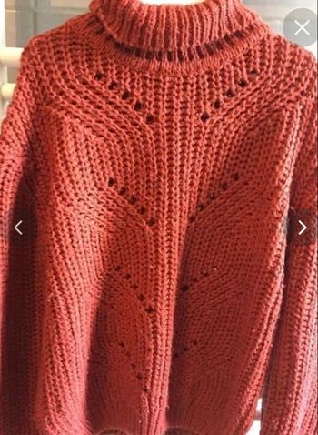 Pull col roulé Gemo couleur terracota avec mailles ajourées sur le devant taille 12 ans en tbe(quelques petites peluches) à 6 euros