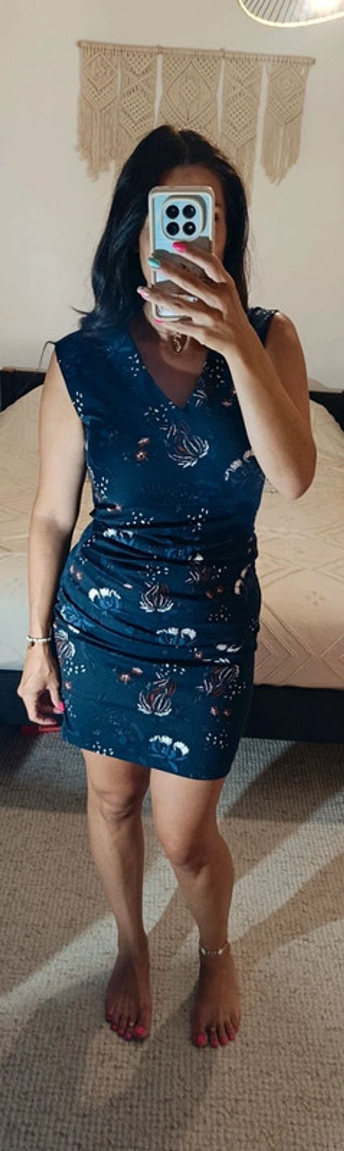 Robe d'été Kaffe bleu marine fleuri S