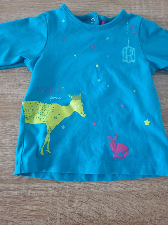 T-shirt ML bleu 6 mois - photo numéro 2