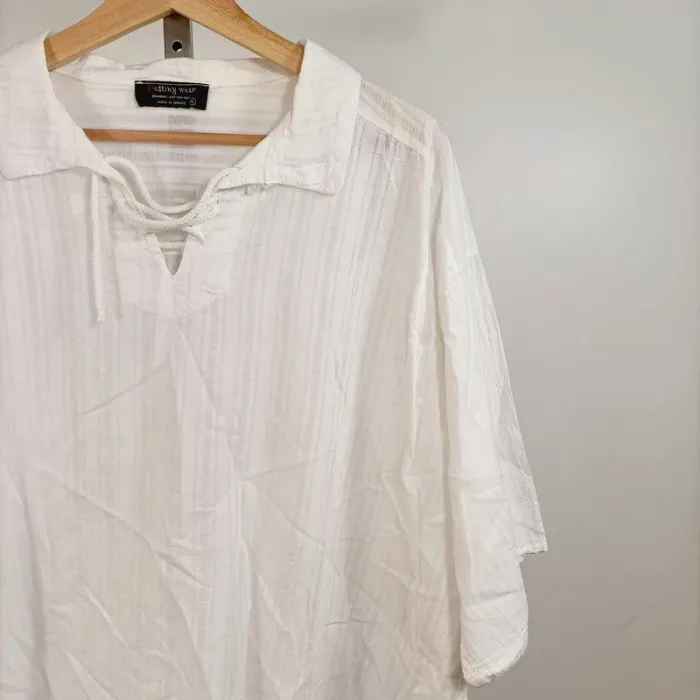 Tunique blanche col lacé Destiny Wear en coton bambou 100 % taille XL A843 - photo numéro 3