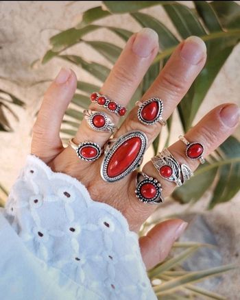 A36 Lot de 8 bagues bohème rétro diverses taille neuve