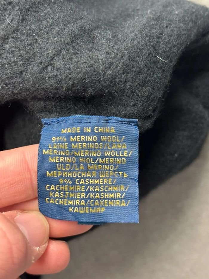 Pull d’hiver torsadé en maille Ralph Lauren en laine et cachemire noir col V taille XS - photo numéro 8