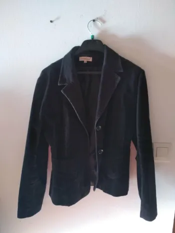 Veste Femme Velours Noire à côtes