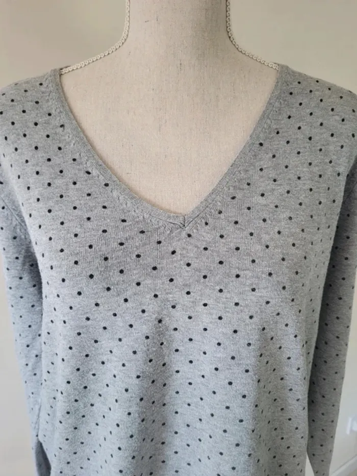 Pull gris à motifs en coton Kiabi Taille XL ou 44 - photo numéro 2