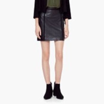 Mango - Jupe cuir, noir T42.