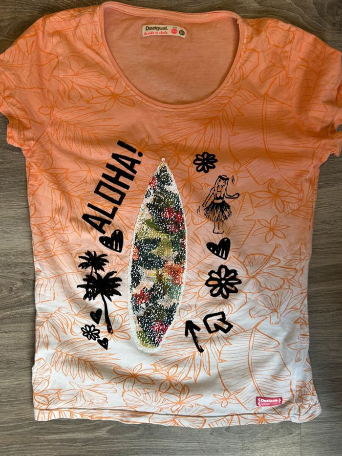 Teeshirt desigual orange à sequins