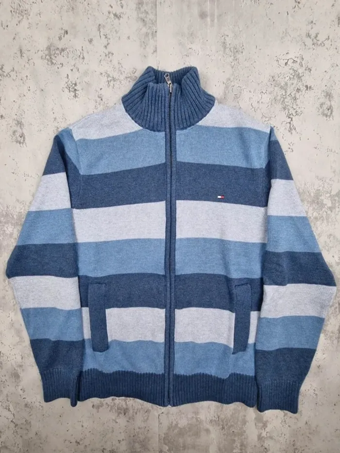 Gilet zippé rayé Tommy Hilfiger bleu, S Hommes (mesures en photos) - photo numéro 3
