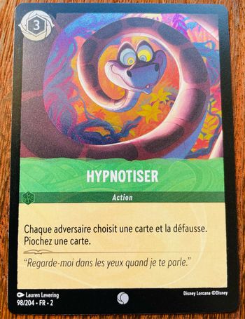 Carte brillante Disney Lorcana Action Hypnotiser Le livre de la jungle 98/204 FR 2