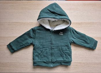 Veste à capuche doublée - Bout'chou - Vert - Taille 12 mois.