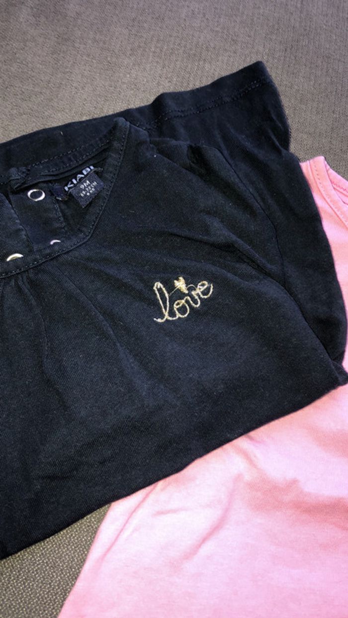 Lot 2 t shirt ML 9 mois - photo numéro 2