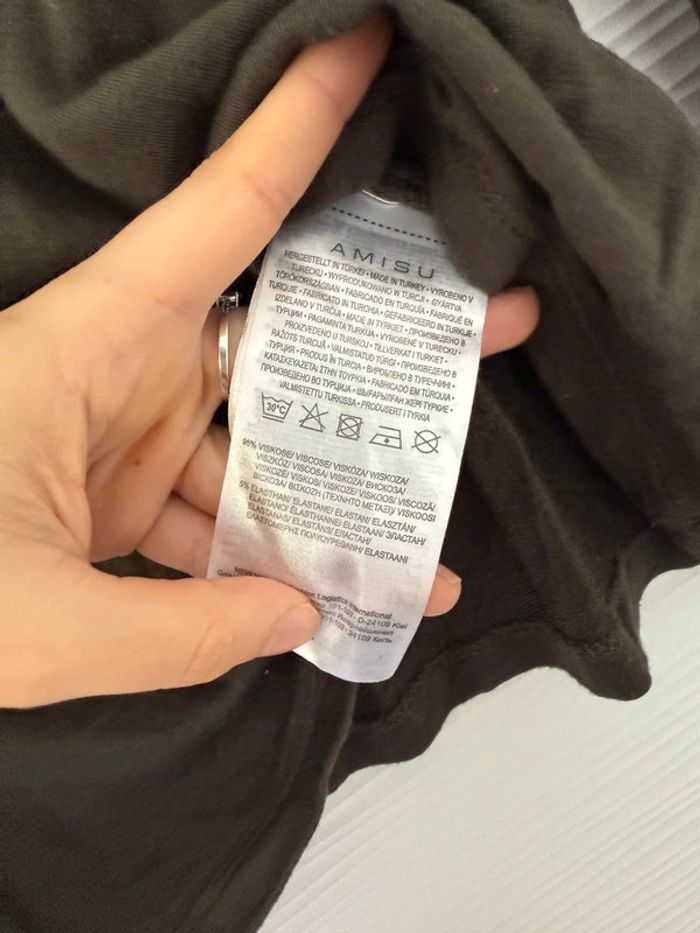 Pull fin t-shirt manches longues kaki uni basique avec noeuds sur les manches - photo numéro 8