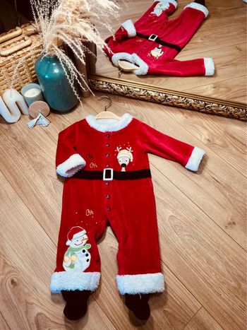 Taille 12 mois pyjama de Noël velours garçon rouge * oh oh oh * 💙