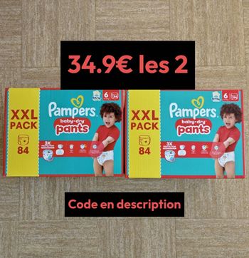 168 couches taille 6 pants baby dry pampers