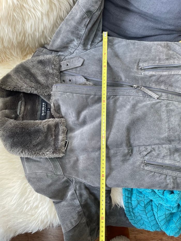 Manteau Oakwood cuir/fourrure gris S - photo numéro 9