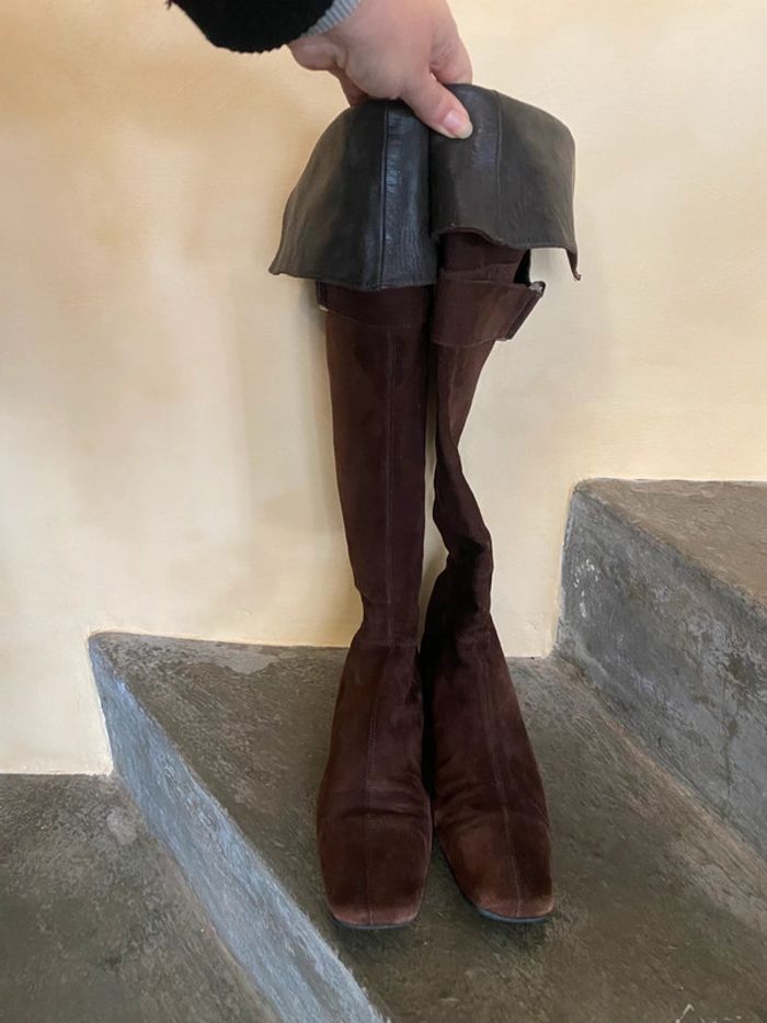 Bottes hautes en daim marron 40 - photo numéro 5