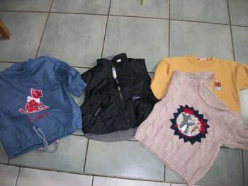 lot garçon 2 ans pull, doudoune sans manches, blouson