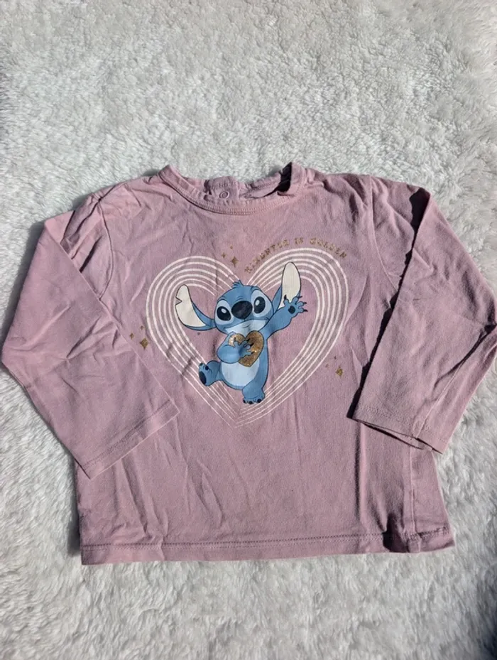 Tee-shirt manches longues stitch 24 mois
