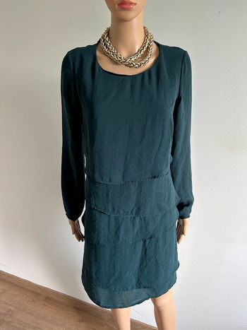 Robe verte foncée à manches longues La Fée Maraboutée taille 38 bon état