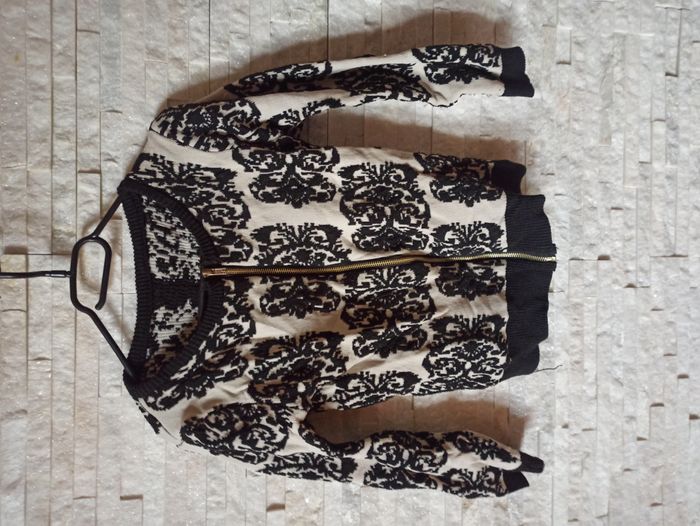 Veste Pull Gilet Zippé Femme Noir et Crème Femme Taille S