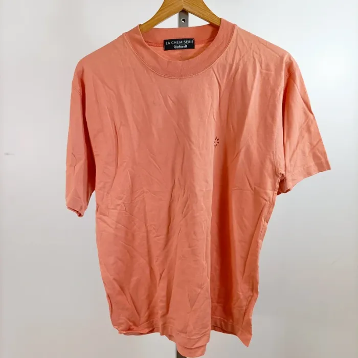 T-shirt orange corail La Chemiserie Cacharel homme col rond taille L A1385