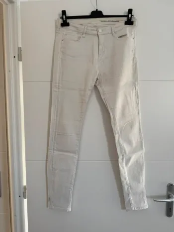 Pantalon skinny slim blanc Zara legging pantaloni pantalones rock Vloeiende Calças 38 M poches femme