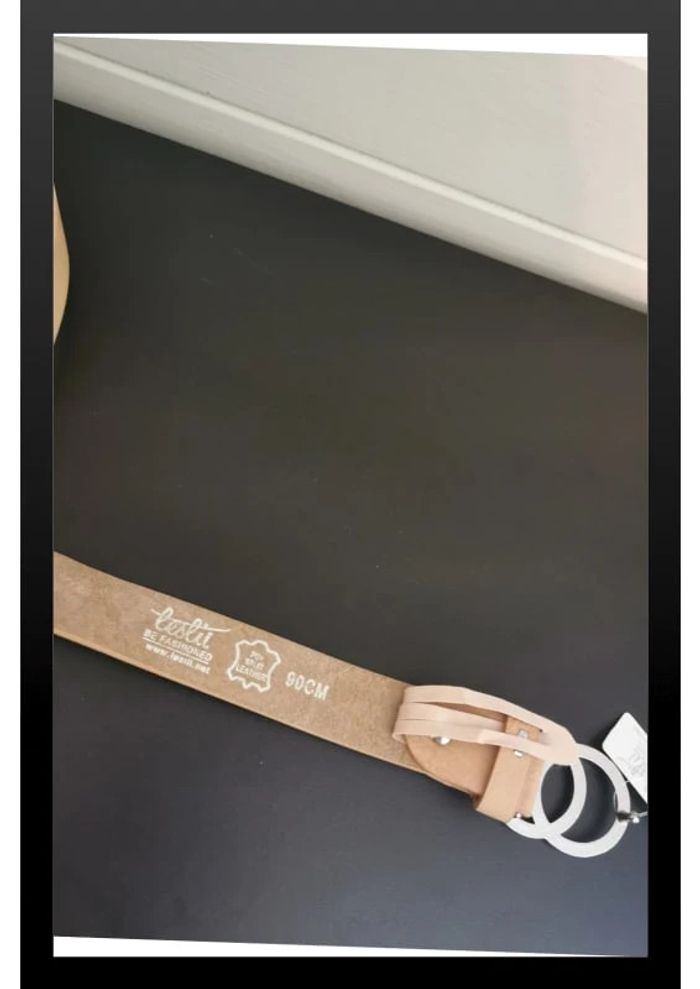 Ceinture en cuir beige femme - photo numéro 4