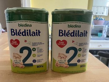 LOT DE 2 LAIT INFANTILE BÉBÉ 2ÈME ÂGE BLEDILAIT BLEDINA 6 À 12 MOIS (1 AN) - 800G