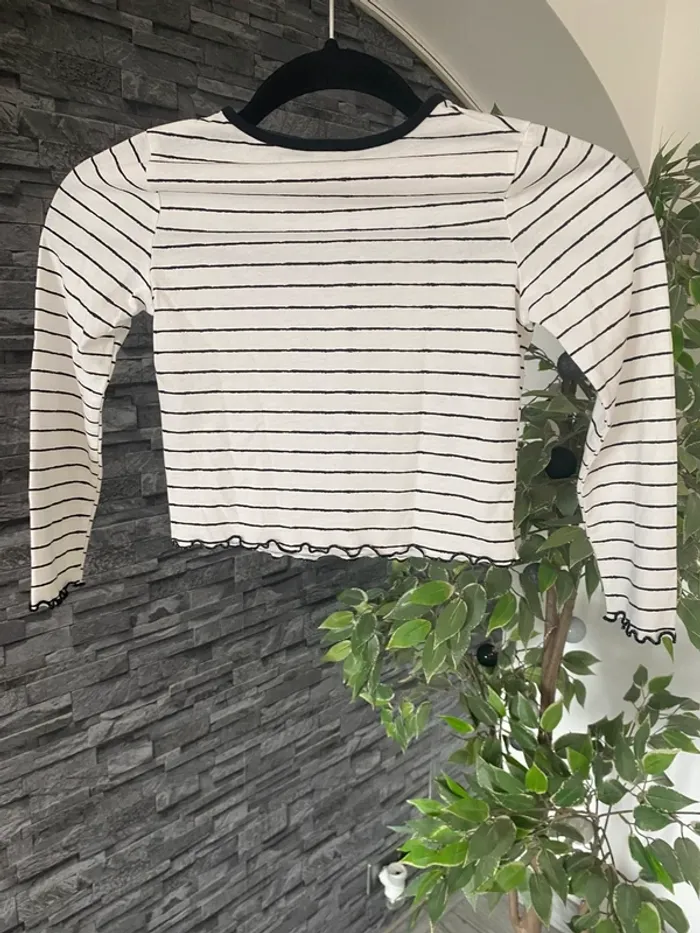 🤍🖤T-shirt marinière manches longues fille 6 ans – cœur brodé  Primark 🖤🤍 TBE - photo numéro 6