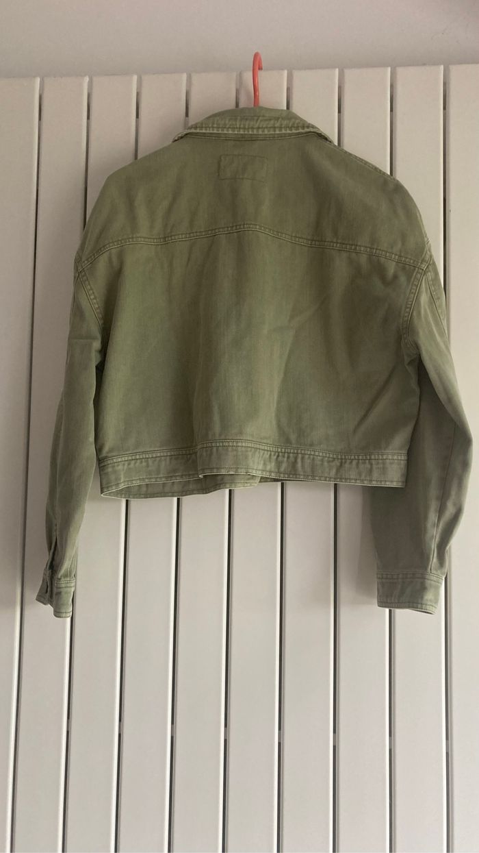 Blouson en jean vert kaki clair - photo numéro 2