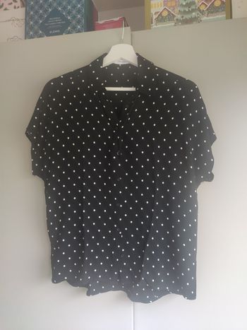 Mango chemise chemisier noir à pois blanc S